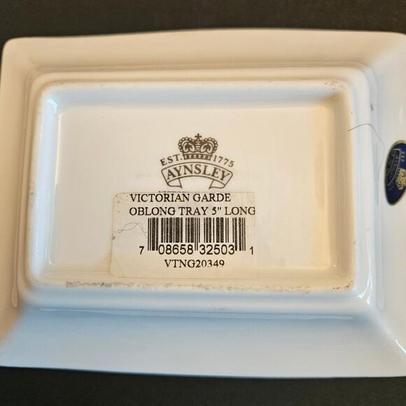 Ainsley "Victorian Garden" trinket ceramic rectangular dish. - Picture 2 of 3